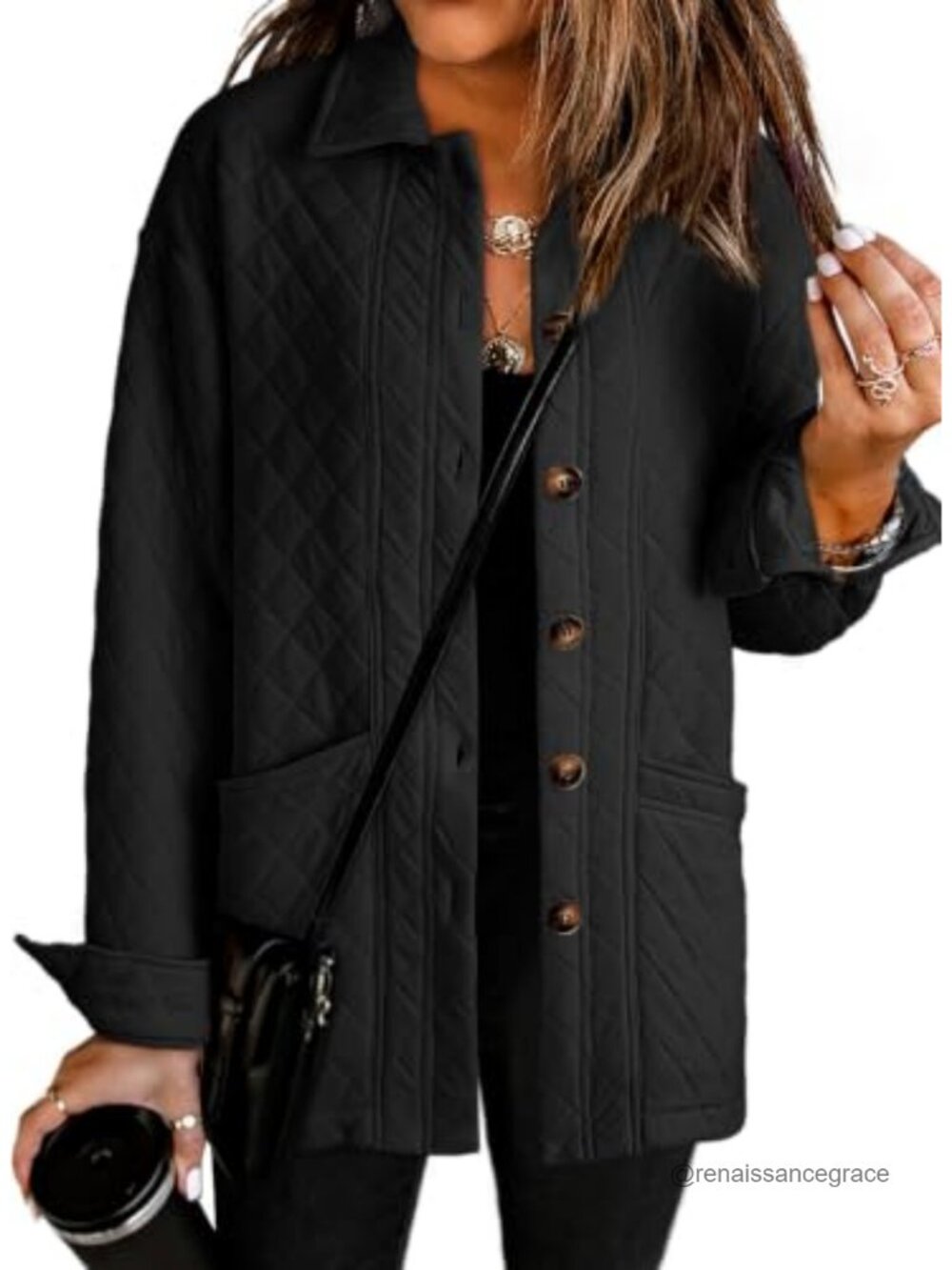 Dokotoo Quilted Jacket Lightweight Button Down Coat with Pockets